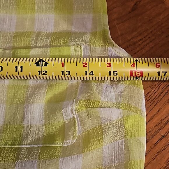 Green Plaid Button‑Down SL Blouse by Aeropostale M | Lightweight Summer Top - Picture 6 of 7